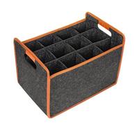 Genérico Wine Carrier - Twelve Bottle Felt Case, Portable Liquor Storage Box, Removable Internal Divider Grid, Comfort Handle Grip Travel Tote, Picnic Camping Kitchen Accessory, Large Grey Bag