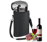 Genérico Wine Cooler Bags Insulated - 2 Bottle Leakproof Carrying Case for Travel, Picnic Convenience with Chiller Function, Beer Carrier Pouch for Adults Golf Party Events, 8.5x4.5x12.99 in