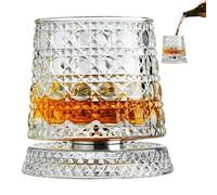 Genérico Wine Glasses - 360 Degree Rotating Base Drinkware, Clear Old Fashion Tumblers, Elegant Whiskey Beverage Cups Featuring Smooth Swivel Bottom Design For Men Dad Father Husband Drinking Party