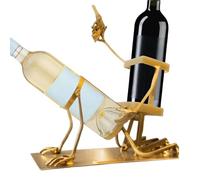 Genérico Wine Rack, Countertop Wine Holder, Home Lounge Accessory, Steampunk Skull Bar Decor, Liquor and Beverage Organizer for Whiskey, Beer, Wines Display, 7.09x6.3 Inches, Silver, Gold