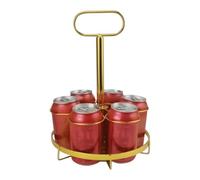 Generico Wine Rack, Golden 6 Bottle Soda Organizer, 8.66x8.66x11.81 Inches Wine Hand Basket, Drinking Display Stand for Restaurants, Nightclubs and Dance Parties