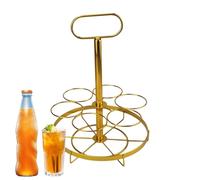 Genérico Wine Rack, Golden 6-Bottle Soda Organizer, Stylish & Durabled Wine Hand Basket, Elegant Drinking Display Stand for Bars, Restaurantes, Nightclubs, Space-Saving Storage Solution
