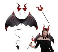 Genérico Wings and Headband - Darkness Angel Horns, Eerie Wings, Devil | Halloween Party Costumes Cosplay Props WinDress Up Accessories Role Playing Fancy Dress Masquerade Unisex For Women Men