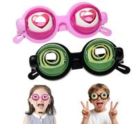 Genérico Winking Glasses, Funny Winking Kinetic Crazy Eyes Blinking Glasses, Kids Pull-String Blinking Glass with Manual Blink Action (2pcs-Pink+Green)
