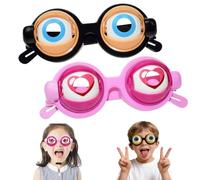 Genérico Winking Glasses, Funny Winking Kinetic Crazy Eyes Blinking Glasses, Kids Pull-String Blinking Glass with Manual Blink Action (2pcs-Black+Pink)