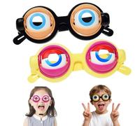 Genérico Winking Glasses, Funny Winking Kinetic Crazy Eyes Blinking Glasses, Kids Pull-String Blinking Glass with Manual Blink Action (2pcs-Black+Yellow)