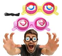Genérico Winking Glasses,Kinetic Crazy Eyes Blinking Glasses, Novelty Shaking Eye Toys With Strap for Kids & Adults,for Shows, Parties & Photos (2pcs-1)