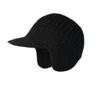 Genérico Winter Beanie with Visor & Earflaps - Warm Fleece Lined Knit Hat for Men Women, Outdoor Thick Elastic Winter Hat (Black)