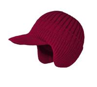 Genérico Winter Beanie with Visor & Earflaps - Warm Fleece Lined Knit Hat for Men Women, Outdoor Thick Elastic Winter Hat (Red)