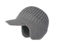 Genérico Winter Beanie with Visor & Earflaps - Warm Fleece Lined Knit Hat for Men Women, Outdoor Thick Elastic Winter Hat (Grey)