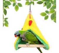 Genérico Winter Bird Hammock - Cage Resting House for Sleep | Velvet with Wooden Triangular Nest, Hangable Parrot Accessory, Cockatiels, Finches Play, Indoor and Outdoor Shelter