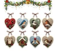Genérico Winter Birds Pre-Cut Felt Heart Ornament Kit,Holiday Hearts Ornament Kit (#5)