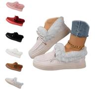 Genérico Winter Boots for Women 2025 Fur Lined Ankle Booties Slip On Snow Boots Slip on Warm Comfortable Fur Lined Ankle Booties platform slip ons (Gray,39)