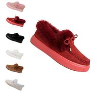 Genérico Winter Boots for Women 2025 Fur Lined Ankle Booties Slip On Snow Boots Slip on Warm Comfortable Fur Lined Ankle Booties platform slip ons (Red,41)