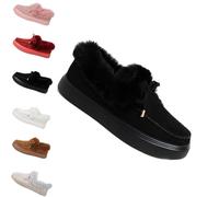 Genérico Winter Boots for Women 2025 Fur Lined Ankle Booties Slip On Snow Boots Slip on Warm Comfortable Fur Lined Ankle Booties platform slip ons (Black,41)