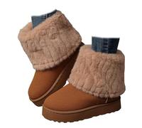 Genérico Winter Boots for Women Faux Fur Ankle Snow Boots - Slip On Chunky Sole Round Toe Suede Booties, Non-Slip Casual Shoes (Brown,38)