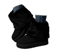 Genérico Winter Boots for Women Faux Fur Ankle Snow Boots - Slip On Chunky Sole Round Toe Suede Booties, Non-Slip Casual Shoes (Black,41)