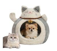 Genérico Winter Cat Bed Cave - Cotton 44x36x36cm / 48x46x46cm | Semi-Enclosed Dome-Shaped Kitten Nest | Warming Cat Bed For Cold Weather Indoor Home Apartment Sleeping Napping Recovery