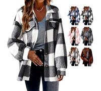 Genérico Winter Coats for Women 2025 Warm Fuzzy Fleece Zip Up Plaid Hooded Jacket Casual Comfort Long Sleeve Fluffy Hoodie (black, XL)