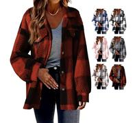Genérico Winter Coats for Women 2025 Warm Fuzzy Fleece Zip Up Plaid Hooded Jacket Casual Comfort Long Sleeve Fluffy Hoodie (burgundy, 2XL)