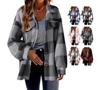 Genérico Winter Coats for Women 2025 Warm Fuzzy Fleece Zip Up Plaid Hooded Jacket Casual Comfort Long Sleeve Fluffy Hoodie (grey, M)