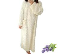 Genérico Winter Coral Fleece Home Clothes, Warm Plush Thicken Coral Velvet Nightdress, Soft Plush Fleece (White,M(130cm))