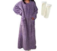 Genérico Winter Coral Velvet Nightgown Home Clothes, Winter Coral Velvet Home Clothes, Winters Homes Wear Robe Nightdress (Purple)