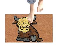 Genérico Winter Door Mat Outdoor - Polyester 15.75 X 23.62 Inch Farm Animal Highland Cattle Anti-Slip Mats, Quick Drying | Home Office Decorative Rug Gift For Family Friends Neighbors
