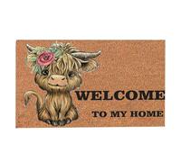 Genérico Winter Door Mat Outdoor - Polyester 15.75 X 23.62 Inch Farm Animal Highland Cattle Anti-Slip Mats, Quick Drying | Home Office Decorative Rug Gift For Family Friends Neighbors