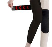 Genérico Winter Seamless Knee Warmers with Pockets,Soft Stretchy Non-slip Knee Brace Pads,Adjustable Thick Plush Thermal Leg Sleeves for Men Women (Black,One size)