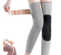 Genérico Winter Seamless Knee Warmers with Pockets, Thick Plush Thermal Leg Warmers for Men & Women, Adjustable Elastic Knee Brace Sleeves for Cold Weather (Gray)