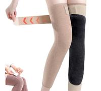 Genérico Winter Seamless Knee Warmers with Pockets, Thick Plush Thermal Leg Warmers for Men & Women, Adjustable Elastic Knee Brace Sleeves for Cold Weather (Beige)