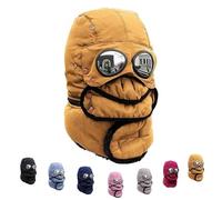 Genérico Winter Thermal Hat with Glasses, 4 in 1 Windproof Warm Hat Detachable Mask Neckband, Outdoor Sport Ski (Yellow)