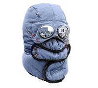 Genérico Winter Thermal Hat with Glasses, 4 In 1 Windproof Warm Hat Detachable Mask Neckband, Outdoor Sport Ski (Blue)