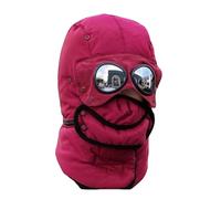 Genérico Winter Thermal Hat with Glasses, 4 In 1 Windproof Warm Hat Detachable Mask Neckband, Outdoor Sport Ski (Wine Red)