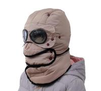 Genérico Winter Thermal Hat with Glasses, Winter Windproof Face Mask with Goggles, Winters Trapper Hat with Goggles (Children's Brown)