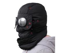 Genérico Winter Thermal Hat with Glasses, Winter Windproof Face Mask with Goggles, Winters Trapper Hat with Goggles (Children's Black)