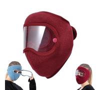 Genérico Winter Warm Fleece Windproof High-Definition Goggles, Fleece Thermal Mask With Removable Goggles, for Cycling Hiking Outdoor (Red)