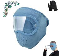 Genérico Winter Warm Fleece Windproof High-Definition Goggles, Windproof HD Goggles and Anti-Fog Face Mask, for Cold Weather Outdoor (Blue)