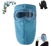 Genérico Winter Warm Fleece Windproof High-Definition Goggles, Windproof HD Goggles and Anti-Fog Face Mask, for Cold Weather Outdoor (Blue-Long-length)