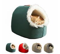 Genérico Winter Warm Pet Cave Bed,Soft Cozy Plush Pet Cave Bed with Removable & Washable Cushioned,Cats House Tent for Small Medium Dogs, Cats (Green,M)