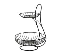 Genérico Wire Veggies Container - 14.17 Inch 2 Tier Metal Storage | Tiered Iron Wire Basket - 900g double layer fruit and vegetable countertop holder for kitchens, ideal for dining tables