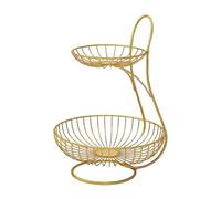 Genérico Wire Veggies Container - 14.17 Inch 2 Tier Metal Storage | Tiered Iron Wire Basket - 900g double layer fruit and vegetable countertop holder for kitchens, ideal for dining tables