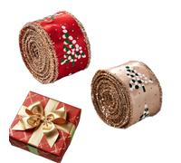 Generico Wired Edge Ribbon - 2 Rolls Winter Holiday Fabric Ribbon Decor, Wired Edge Ribbons | Holiday Bow-Making Fabric Ribboon for Party, Stairs, Window, Garden, Garland, And Christmas Decorations
