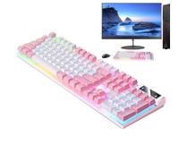 Genérico Wired Game Keyboard, Mechanical Keyboards, Adorable 104 Keys Mechanicals Computers, Portable Compact Luminous RGB Desktop, Computer Keyboard for PC Plaything Setup