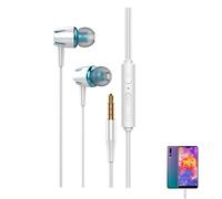 Genérico Wired In-Ear Headphones with Bass | Glow In The Dark Noise Cancelling Earbuds | 3.5mm Jack Headset with Microphone For Running, & PC | Immersive Surround Sound - Blue