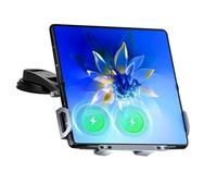 Genérico Wireless Car Charger, 15W Double Coil Auto Phone Cradle, Foldable Fast Charging Device, ABS PC Electroplated Aluminum Hardware, Compatible with Air Vent Dashboard and Center Console