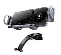 Genérico Wireless Car Charger | Cars Dashboard Windscreen Desk | Auto Mobile Phone Stand | 15W Double Coil Wireless Foldable Cellphone Charging Device For Air Vent Dashboard Center Console