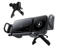 Genérico Wireless Car Charger | Cars Dashboard Windscreen Desk | Auto Mobile Phone Stand | 15W Double Coil Wireless Foldable Cellphone Charging Device For Air Vent Dashboard Center Console