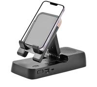 Genérico Wireless Cell Phone Stand, Portable Phones Holder with Speaker, ABS, Silicone Anti-Slip Adjustable Foldable Mobile Phone Stand For Men & Women, 7.09x2.95x1.57 Inches